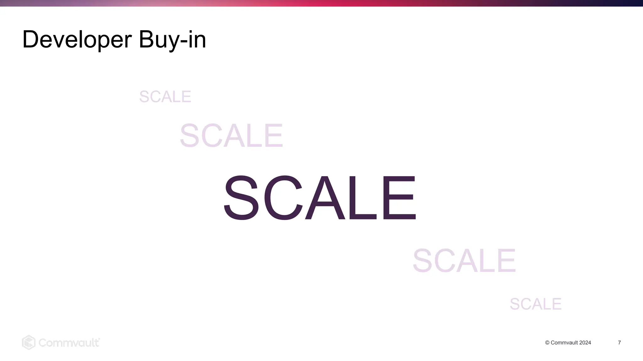 © Commvault 2024 7
Developer Buy-in
SCALE
SCALE
SCALE
SCALE
SCALE
 