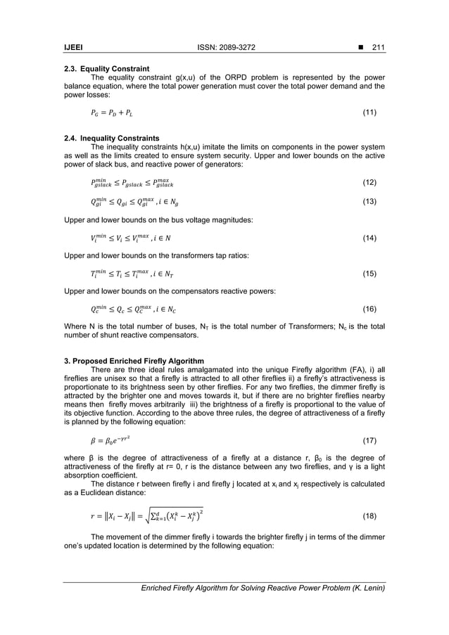 Enriched Firefly Algorithm for Solving Reactive Power Problem | PDF