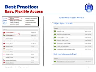 Best Practice:
Easy, Flexible Access




Copyright © 2011 IHS Inc. All Rights Reserved.   44
 