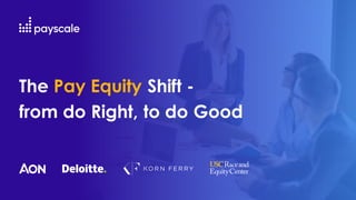 The Pay Equity Shift -
from do Right, to do Good
 