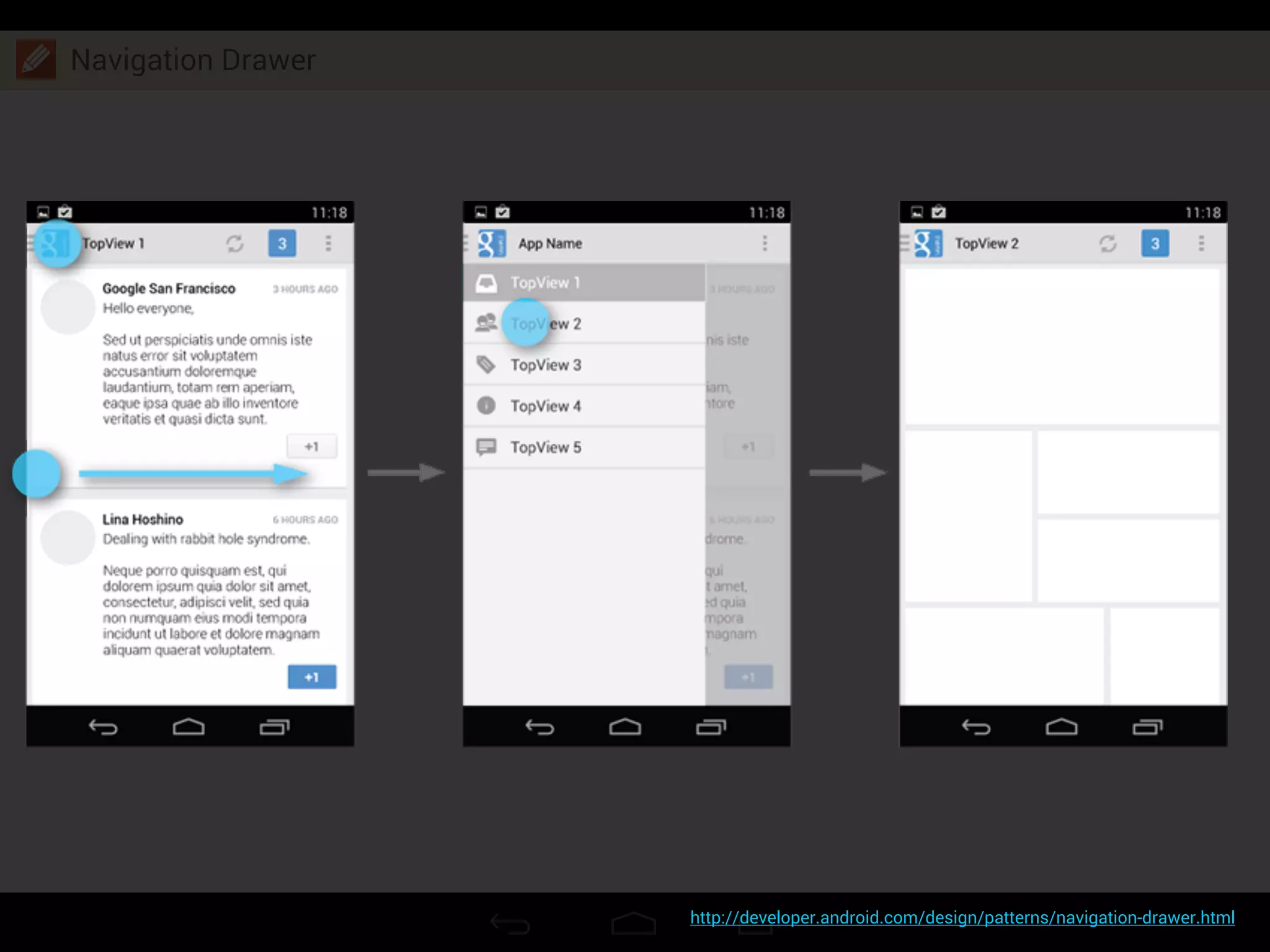 Navigation Drawer
http://developer.android.com/design/patterns/navigation-drawer.html
 