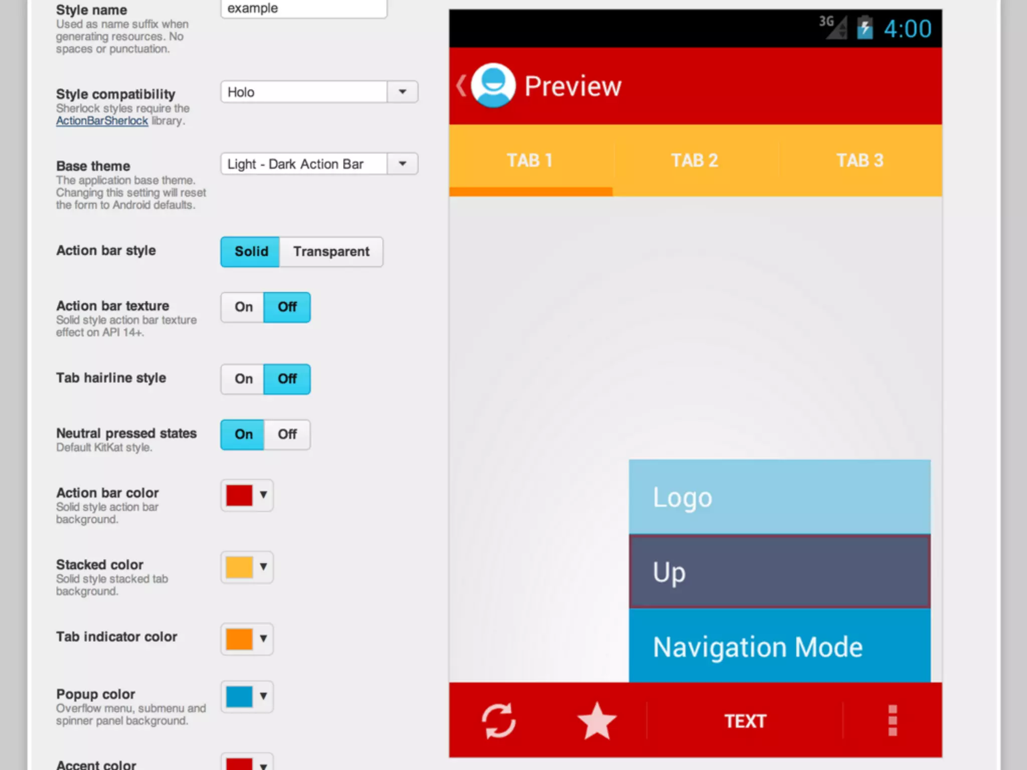 Action Barのデザイン
 