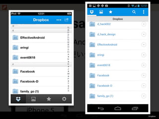 Good samples
iOS と Android で
UI をうまく使い分けている例
12:00
Android
Dropbox
 
