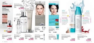 




cuidado facial 4544 cuidado facial
Poderosa combinación de extractos
de plantas con propiedades de
captación de agua.
El extracto deAlga
Roja Sueca rehidrata
y revitaliza la piel
El extracto de Rosa
de Jericó recupera el
agua perdida de la piel
mientras mantiene sus
niveles de hidratación.
 Aqua-Rhythm
Intense Hydration Youth Preserve
Tinted Moisturiser Natural Beige
Crema de Día Anti-Edad con
Color Aqua-Rhythm
50 ml.
22818 23,00€
19,95€
 Aqua-Rhythm
Intense Hydration Youth Preserve
Light Day Cream SPF 15
Crema de Día Ligera Anti-Edad
Aqua Rhythm SPF15
50 ml.
23743 23,00€
19,95€
97%*
*Test de consumo realizado en
60 personas durante más
de 2 semanas.
Al instante: tu piel
adquiere un tono
bronceado natural
*Test de consumo
realizado en 64 mujeres
85%*
+30Para todo tipo de pieles
Recarga de EnergíaAnti-Edad
Diamond Cellular
Multi-Perfection Eye Treatment
Contorno de Ojos
Multi-Perfection
Diamond Cellular
15 ml.
22419 27,00€
 Diamond Cellular
Micellar Solution Cleanser
Solución Micelar
Diamond Cellular
200 ml.
21339 21,00€
16,95€
 Diamond Cellular
Night Restorative Treatment
Tratamiento Restaurador
de Noche Diamond Cellular
30 ml.
18437 39,00€
32,95€
Diamond Cellular
Anti-Ageing Cream
Crema Anti-
Envejecimiento
Diamond Cellular
50 ml.
13659 39,00€
Bioclinic
Adult Skin Anti-Breakout Day/Night
Tratamiento Anti-Acné para
Adultos Bioclinic
30 ml.
23770 32,00€
26,95€
Para todo tipo de pieles +40
ELIXIR DE DIAMANTE™
El secreto de una piel radiante
como el diamante.
Enriqeucido con auténtico polvo de
diamante, este exclusivo elixir
uniﬁca la complexión de tu piel y la
llena de luminosidad natural. ¡Siente
los beneﬁcios del diamante en tu
piel al instante!
Regenera tu piel
mientras
duermes
Limpia, toniﬁca y
desmaquilla tu piel
Problema de la piel
Acné en adultos
EFICACIA
CLÍNICAMENTE
DOCUMENTADA
Signiﬁcativa reducción de la
apariencia del acné en pieles
maduras tras 1 mes*
*Clinicamente
probado en
27 panelistas
DESPUÉS
ANTES
 Diamond Cellular
Illuminating Exfoliator
Exfoliante Iluminador
Diamond Cellular
150 ml.
24199 19,00€
14,95€
14,95€
Exfolia
suavemente
y suaviza la
piel
Para
todas las
edades
LASOLUCIÓN
LASOLUCIÓN
QUÉ QUIERES:
Hidratar y revitalizar
la piel seca y apagada.
QUÉ NECESITAS:
La Crema de Día con
Color aporta a tu piel
la hidratación que
necesitas con un
color natural.
QUÉ QUIERES:
Protección e hidratación
sin sensación de pesadez.
QUÉ NECESITAS:
La Crema de Día Ligera
hidrata tu piel con una
textura ligera y con factor
solar SPF 15.
Aqua-Rhythm
Intense Hydration Youth
Preserve Night Cream
Crema de Noche
Intensiva Anti-Edad
Aqua-Rhythm
50 ml.
19681 27,00€
Aqua-Rhythm
Intense Hydration Youth
Preserve Gel Mask
Mascarilla Hidratante
Anti-Edad Aqua Rhythm
75 ml.
21596 13,95€
Piel hidratada y
radiante con factor
de protección
 