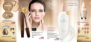 21621
Porcelain
21622
Light
Ivory
21624
Natural
Rose
21623
Natural
Beige
21625
Golden
Beige
22734
Cashmere
Brown
22736
Silky
Grey
22737
Rich
Mauve
24097 Black


22734Cashmere
Brown
color 6362 color
Giordani Gold Manicure Kit
Kit de Manicura Giordani Gold
Tamaño: 11.2 x 10.5 x 2 cm. Accesorio.
24142 12,00€
9,95€
 Giordani Gold Supreme Length Mascara
Máscara de Pestañas Supreme
Giordani Gold
8 ml.
24097 14,95€
11,95€
 Giordani Gold
Nourishing Cleansing Milk
Limpiadora Antienvejecimiento
Nutritiva Giordani Gold
Cremosa limpiadora que elimina el maquillaje
y otras impurezas de la piel, dejándola suave
y nutrida. Con extracto de Orquídea
antioxidante que hidrata y protege la piel
contra los signos del envejecimiento. 200 ml.
24574 18,00€
12,95€
Giordani Gold Make-up Base
Fijador de Maquillaje Giordani Gold
30 ml.
22760 16,95€
12,95€
Giordani Gold Baked Eye Shadow
Dúo de Sombras Giordani Gold
2 g.
14,95€
Giordani Gold Age Defying Foundation
Maquillaje Tratamiento
Antienvejecimiento Giordani Gold
30 ml.
24,00€
200 ml
Nuevo cepillo con cerdas ultra-ﬁnas
para una longitud inﬁnita.
La forma más suave de
eliminar el maquillaje
Puro lujo de
principio a ﬁn
Fórmula ultra-
deﬁnidora que alarga tus
pestañas hasta el inﬁnito
con una sólo capa.
Pequeños trucos
de maquillaje
Lamodelolleva:MáscaradePestañas
SupremeGiordaniGold24097Black,
DúodeSombrasGiordaniGold22734
CashmereBrown.
 