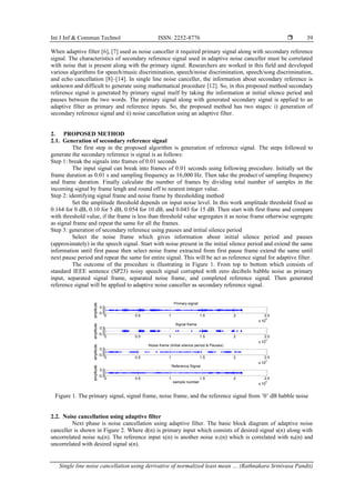 Single line noise cancellation using derivative of normalized least ...