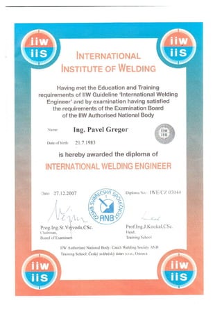 IWE certificate