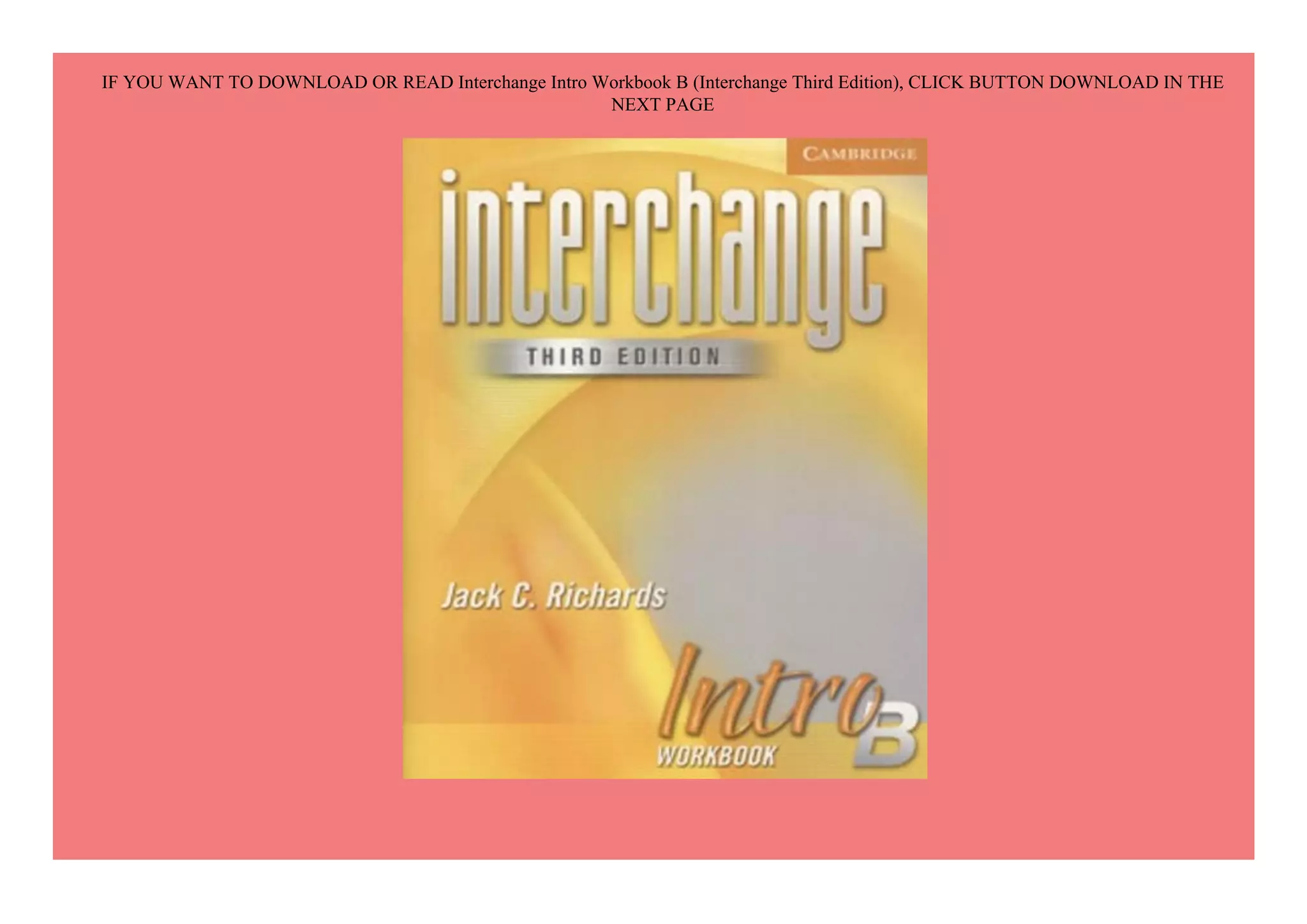 PDF⚡ Interchange Intro Workbook B (Interchange Third Edition) | PPT