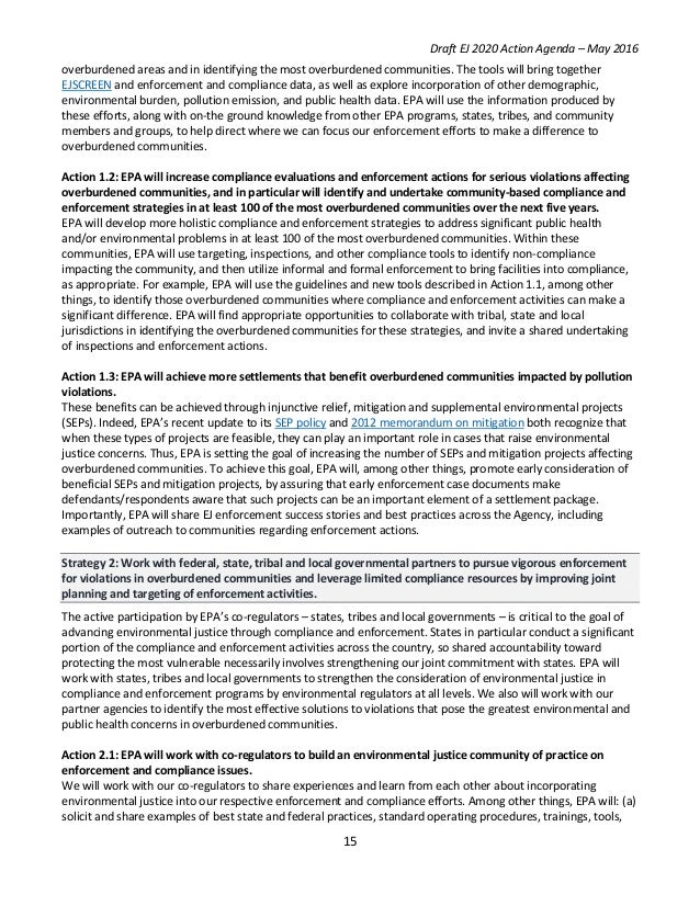 EPA's Environmental Justice Strategic Plan 20162020