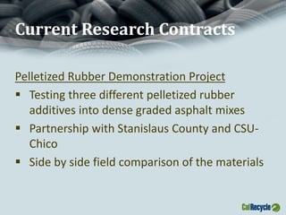 CalRecycle Support of Rubberized Hot Mix Asphalt