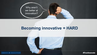Becoming innovative = HARD
Why aren’t
we better at
innovation?
 