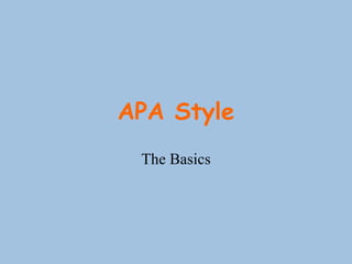 APA Style The Basics 