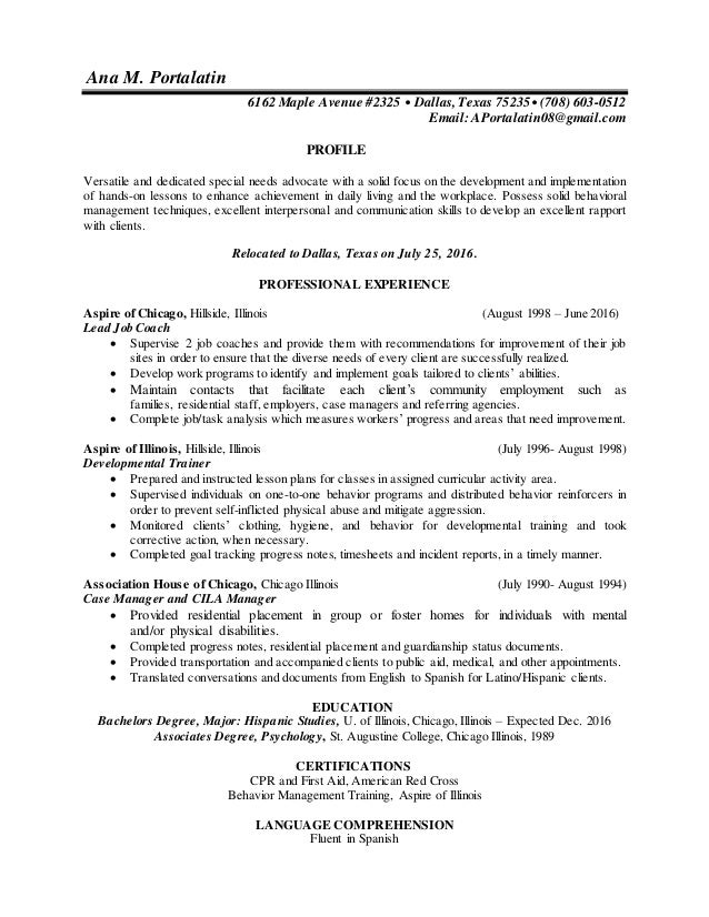 Ana M Portalatin Resume