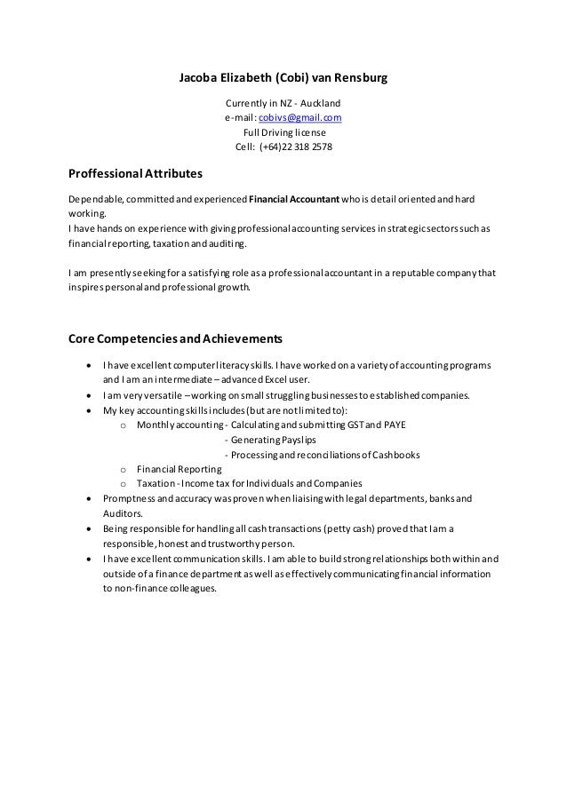 financial controller resume