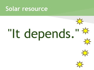 Solar resource
"It depends."
 