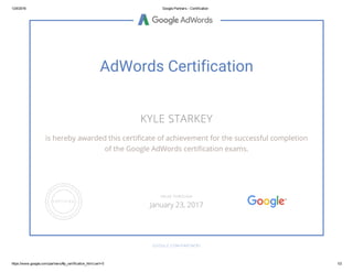 Google Adwords - Certification Kyle Starkey