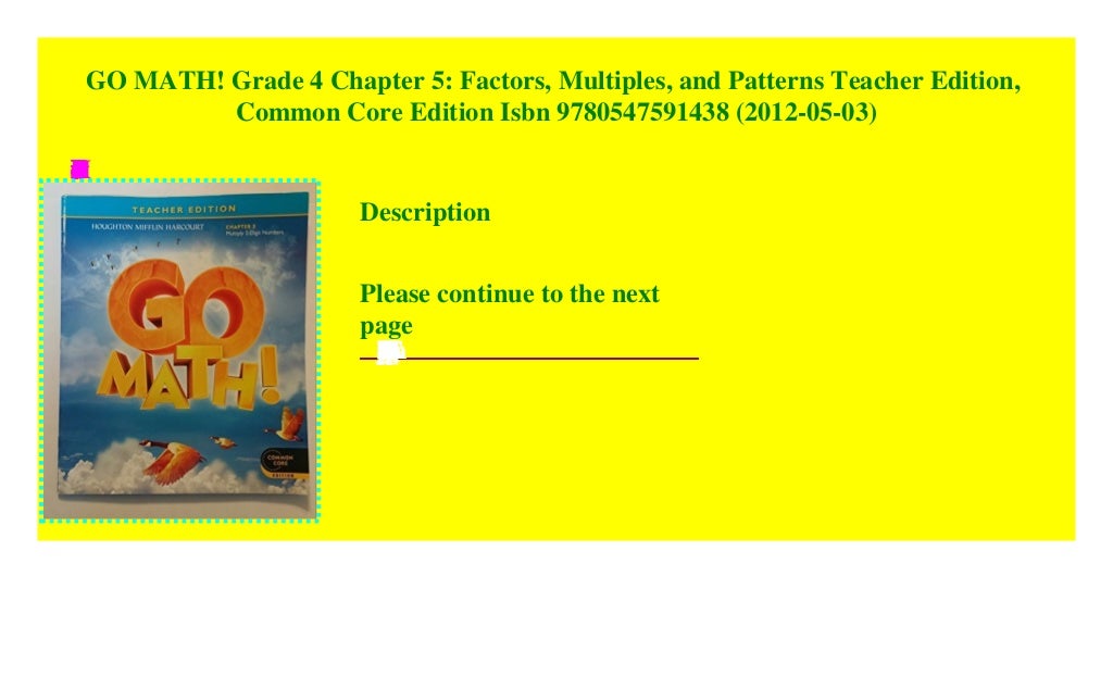 GO MATH Grade 4 Chapter 5 Factors Multiples And Patterns Teacher