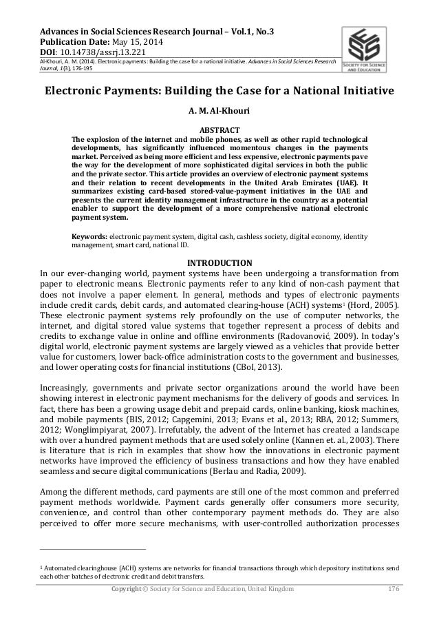 Research paper electronic payment systems