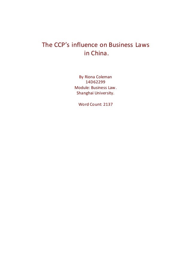 Gender Equality Essay Paper The Ccps Influence On Business Laws In China By Riona Coleman D Module Business Topic English Essay also Top English Essays Rewritten Law Essay Example Of A Thesis Essay
