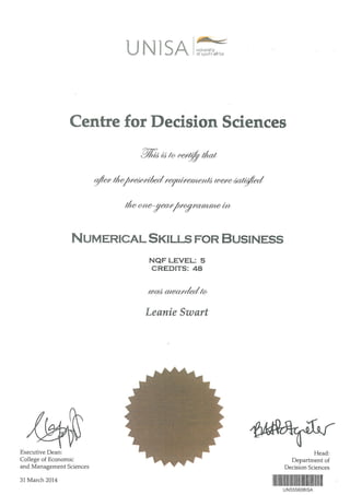 Numerical Skills for Business (Certificate)