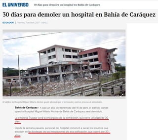 TREINTA DIAS PARA DEMOLICION DE HOSPITAL EN BAHIA DE CARAQUEZ