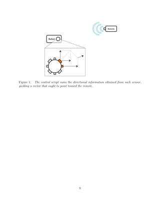 Figure 1: The control script sums the directional information obtained from each sensor,
yielding a vector that ought to point toward the remote.
8
 