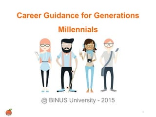 Career Guidance for Generations
Millennials
@ BINUS University - 2015
1
 