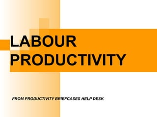 FROM PRODUCTIVITY BRIEFCASES HELP DESK
LABOUR
PRODUCTIVITY
 