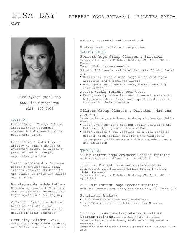 lisa day yoga resume