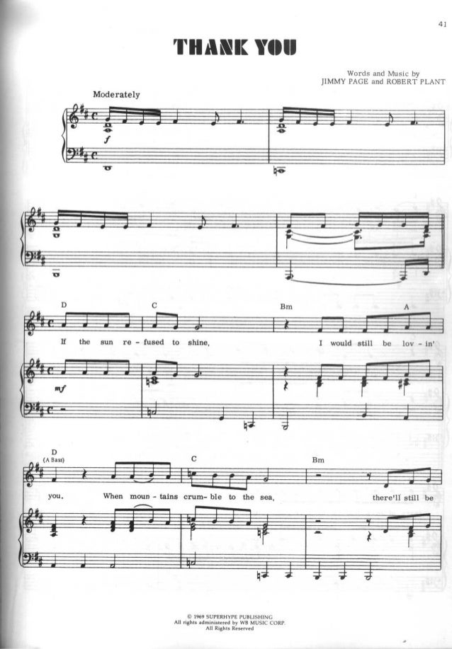led zeppelin complete led zeppelin thank you sheet music