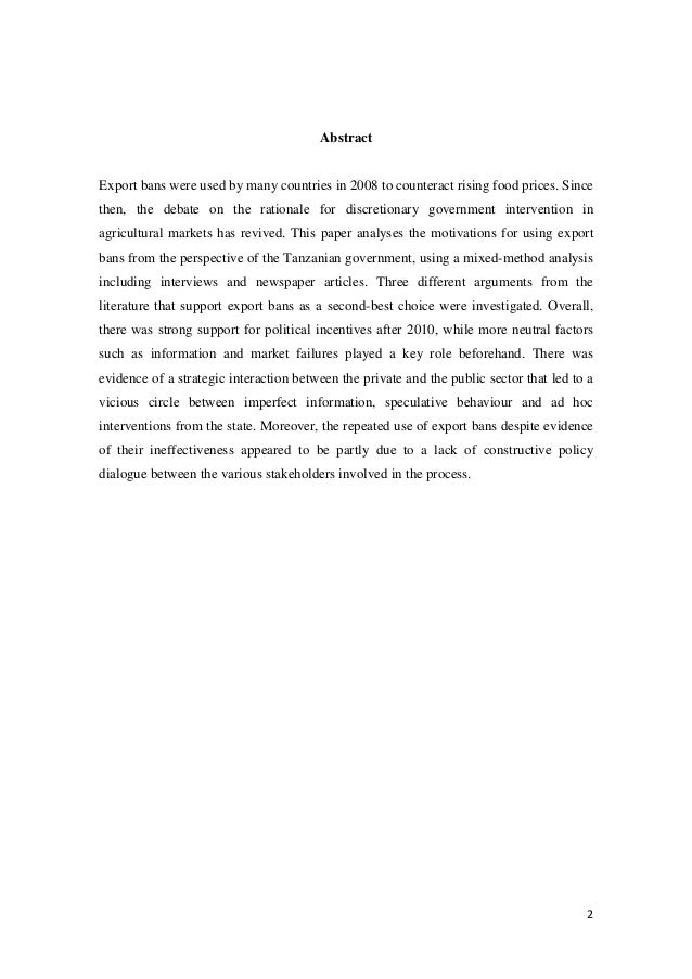 Dissertation on food security