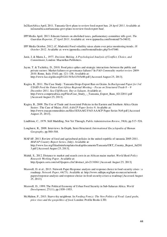 Dissertation on food security