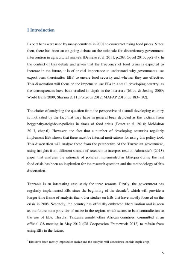 Dissertation on food security