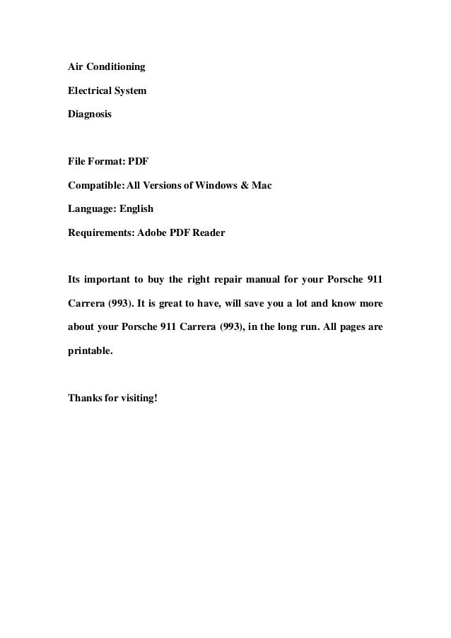 Porsche 911 Carrera 993 Service Repair Workshop Manual Download
