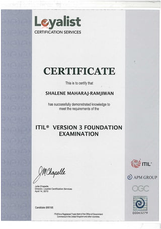SMR- ITIL V3 Foundation Examination