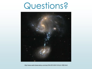 Questions?
http://www.waid-observatory.com/arp194-2012-08-10-HLA-1092.html
 