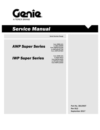 Service Manual
Serial Number Range
AWP Super Series
from 3896-101
to 3801-99999
from AWP02-21194
to AWP16G-87799
from AWPG-87800
IWP Super Series
from 4096-101
to 4001-4413
from IWP02-4205
to IWP16G-11999
from IWPG-12000
Part No. 38139GT
Rev B12
September 2017
 