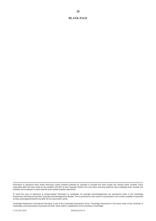 20
0580/42/O/N/19
© UCLES 2019
Permission to reproduce items where third-party owned material protected by copyright is included has been sought and cleared where possible. Every
reasonable effort has been made by the publisher (UCLES) to trace copyright holders, but if any items requiring clearance have unwittingly been included, the
publisher will be pleased to make amends at the earliest possible opportunity.
To avoid the issue of disclosure of answer-related information to candidates, all copyright acknowledgements are reproduced online in the Cambridge
Assessment International Education Copyright Acknowledgements Booklet. This is produced for each series of examinations and is freely available to download
at www.cambridgeinternational.org after the live examination series.
Cambridge Assessment International Education is part of the Cambridge Assessment Group. Cambridge Assessment is the brand name of the University of
Cambridge Local Examinations Syndicate (UCLES), which itself is a department of the University of Cambridge.
BLANK PAGE
 