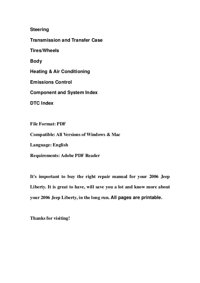 2006 Jeep Liberty Service Repair Manual DOWNLOAD
