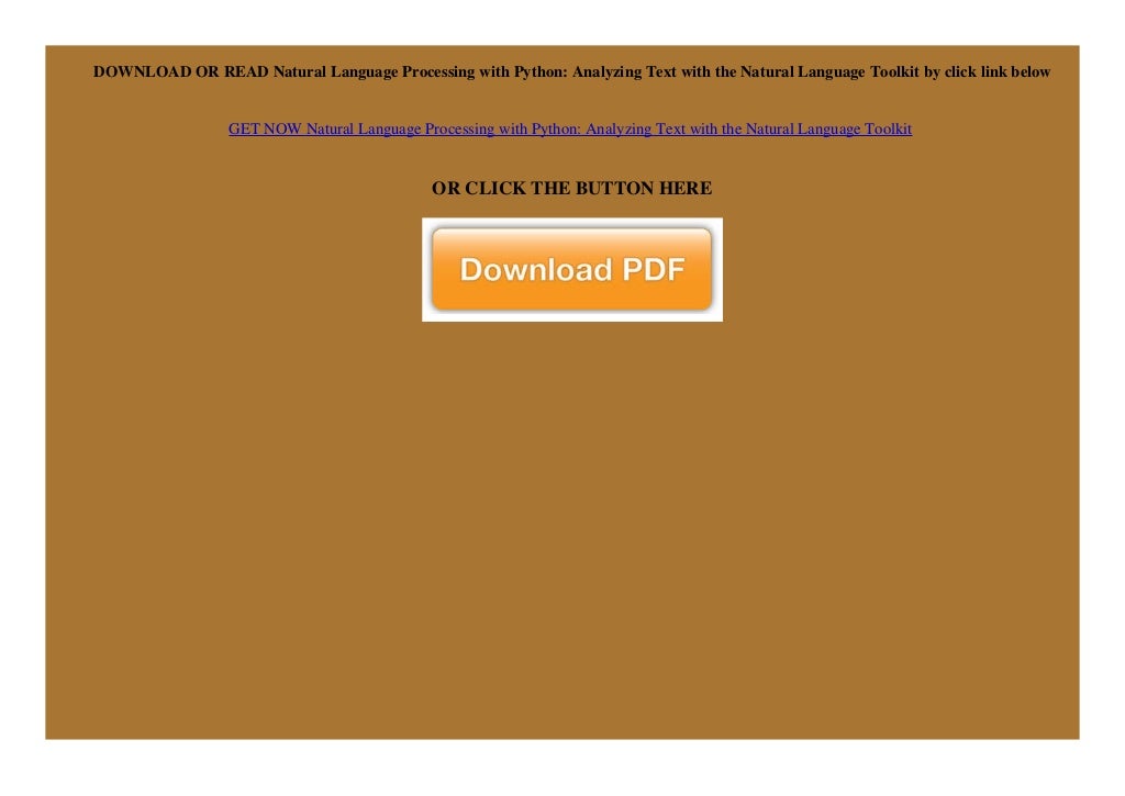 PDF Download Natural Language Processing With Python Analyzing Text pdf download natural language processing with python analyzing text