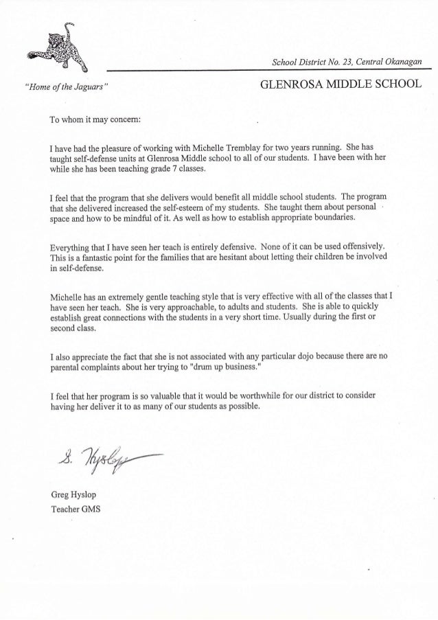gms recommendation letter 1 middle school letter of recommendation