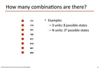 32
How many combinations are there?
© 2011 Daniel Kirschen and the University of Washington
• Examples
– 3 units: 8 possible states
– N units: 2N
possible states
111
110
101
100
011
010
001
000
 
