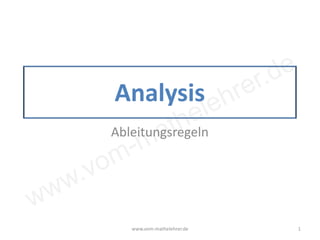 www.vom-mathelehrer.de
Analysis
Ableitungsregeln
www.vom-mathelehrer.de 1
 