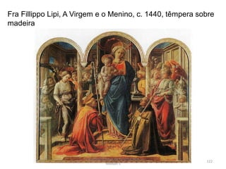 Fra Fillippo Lipi, A Virgem e o Menino, c. 1440, têmpera sobre
madeira
Curso Profissional de Turismo, HCA,
Módulo 5
122
 