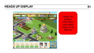 HEADS UP DISPLAY

51

Heads Up
Display:
Information
user needs
nearby to be
effective

 