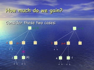 How much do we gain?

Consider these two cases:
                      α=3                      α=3




3        β=-1               3       β=4




    -1          (4)                       -1
                                4
 