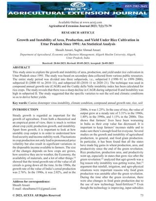 Growth and Instability of Area, Production, and Yield Under Rice ...