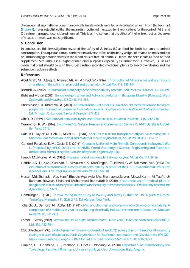 Investigating genotoxicity of Eleusine indica by micronuclei assay in ...