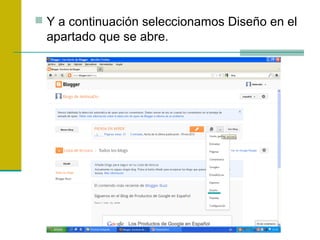  Y a continuación seleccionamos Diseño en el
apartado que se abre.