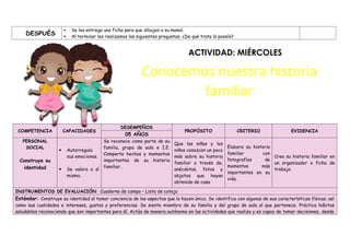 MI FAMILIA Y YO... para aprender todos los niños de 4 años | DOCX